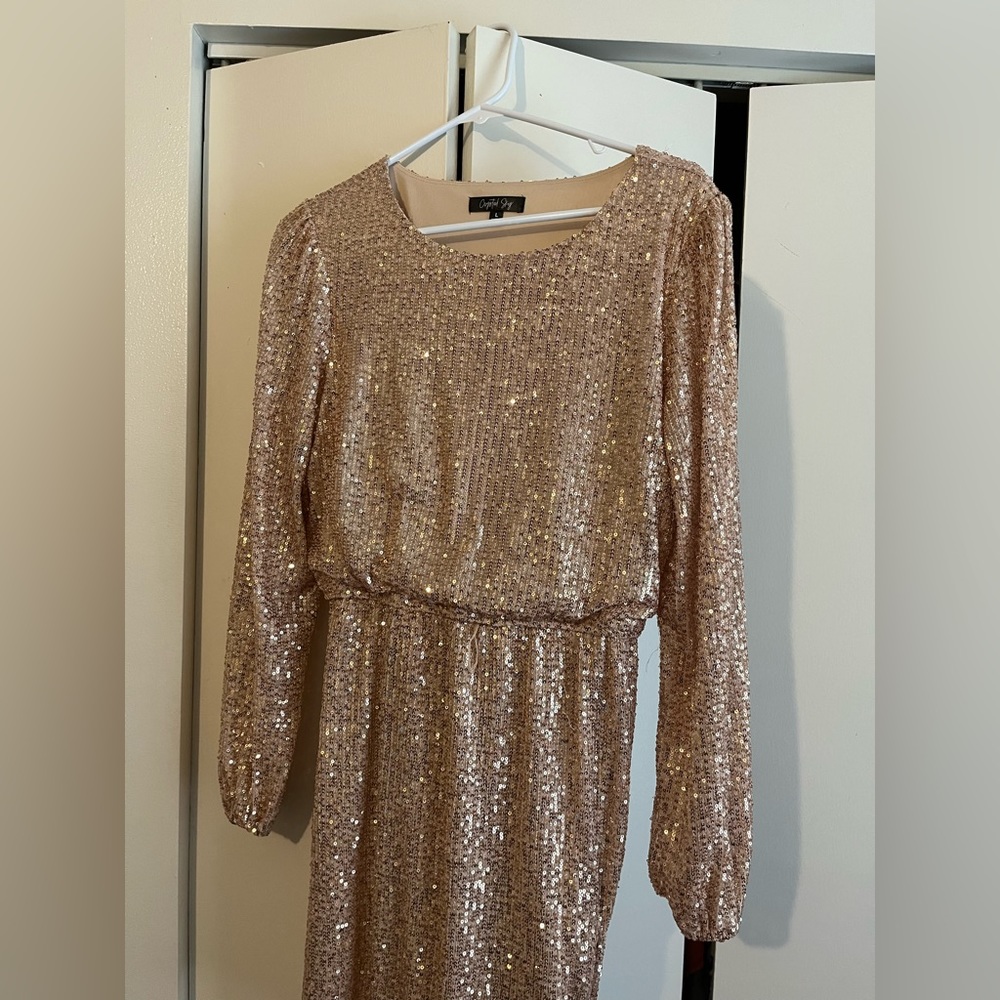 Sequin gold dress by Crystal Sky worn once